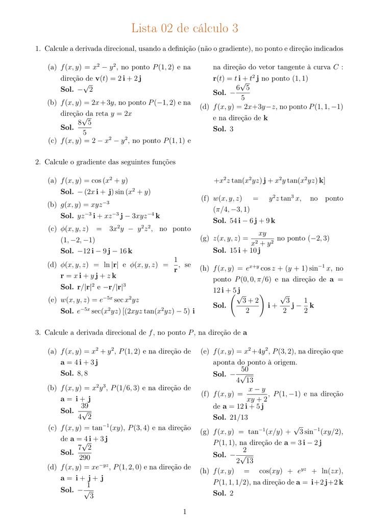 Lista 02 De Calculo 3