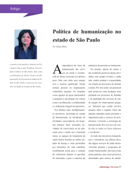 Pol&iacute;tica de humaniza&ccedil;&atilde;o no estado de S&atilde;o Paulo
