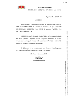 PODER JUDICIÁRIO TRIBUNAL DE JUSTIÇA DO ESTADO DE SÃO