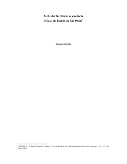 Exclus&atilde;o Territorial e Viol&ecirc;ncia O Caso do Estado de S&atilde;o Paulo