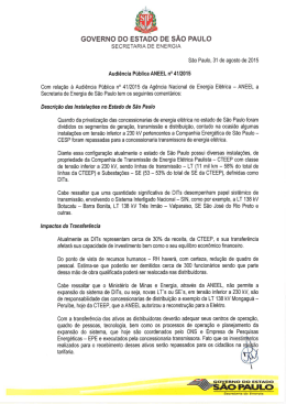 GOVERNO DO ESTADO DE S&Atilde;O PAULO sEcRETARIA DE