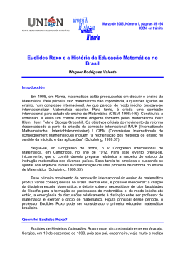 Euclides Roxo e a Hist&oacute;ria da Educa&ccedil;&atilde;o Matem&aacute;tica no Brasil