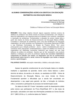 ALGUMAS CONSIDERACOES ACERCA DA DIDATICA E DA