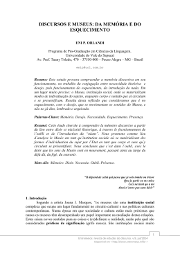 discursos e museus: da mem&oacute;ria e do esquecimento