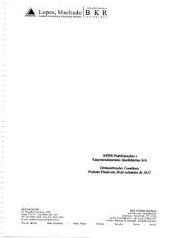Demonstração Financeira da KPFR para 30/set/2012