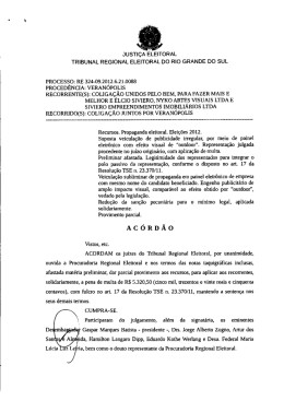 processo RE32409 - Tribunal Regional Eleitoral do Rio Grande do Sul