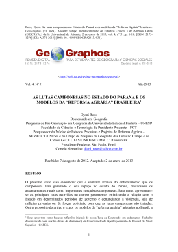 as lutas camponesas no estado do paran&aacute; e os modelos da
