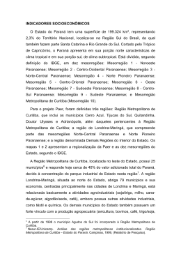 INDICADORES SOCIOECON&Ocirc;MICOS O Estado do Paran&aacute; tem uma