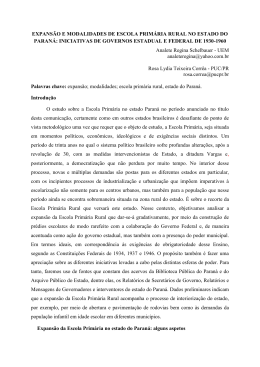 expansao e modalidades de escola primaria rural no estado do