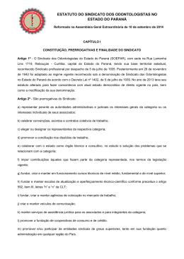 ESTATUTO DO SINDICATO DOS ODONTOLOGISTAS