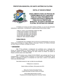 prefeitura municipal de santo ant&ocirc;nio da platina edital n&ordm;