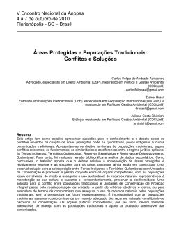 &Aacute;reas Protegidas e Popula&ccedil;&otilde;es Tradicionais: Conflitos e