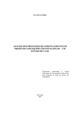 an&aacute;lise dos processos de gerenciamento em projetos com equipes