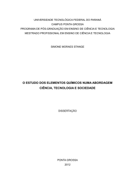 O ESTUDO DOS ELEMENTOS QU&Iacute;MICOS NUMA