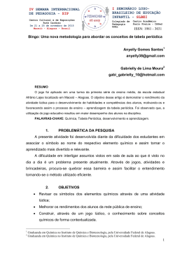 Uma nova metodologia para abordar os conceitos de tabela peri&oacute;dica