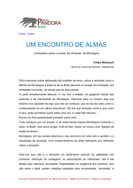 ENCONTRO DE ALMAS, Coment&aacute;rio sobre o ensaio Da Amizade