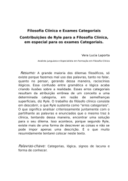 Filosofia Cl&iacute;nica e Exames Categoriais Contribui&ccedil;&otilde;es de Ryle para