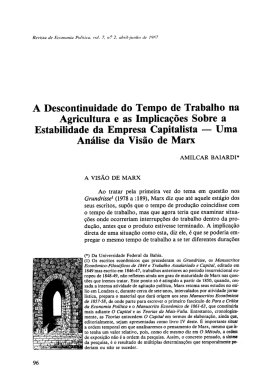 A Descontinuidade do Tempo de Trabalho na Agricultura e as