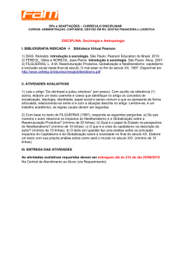 DISCIPLINA: Sociologia e Antropologia I. BIBLIOGRAFIA INDICADA