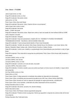 Chat &ndash; Bienal &ndash; 17/12/2008 Jeane (Cigr&eacute;) entrou no Chat. Sergio B4