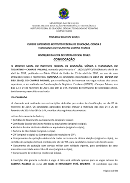 CONVOCAÇÃO - Seletivos IFTO