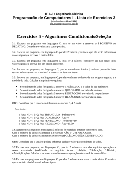 Lista de Exerc&iacute;cios 3