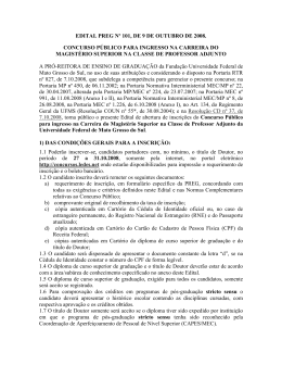EDITAL PREG Nº 101, DE 9 DE OUTUBRO DE 2008. CONCURSO