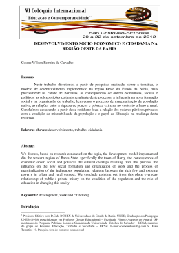 desenvolvimento socio economico e cidadania na regi&atilde;o oeste da