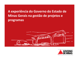 A experiência do Governo do Estado de Minas Gerais na gestão de
