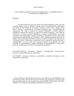 A CONTRIBUI&Ccedil;&Atilde;O DA GOVERNAN&Ccedil;A CORPORATIVA RESUMO O