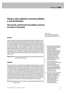 Pobreza, meio ambiente e economia solid&aacute;ria: o caso de