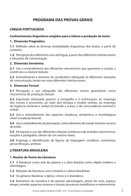 PROGRAMA DAS PROVAS GERAIS