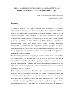 EDUCA&Ccedil;&Atilde;O FEMININA E TRABALHO NA AGENDA POL&Iacute;TICA DE