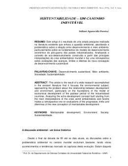 Sustentabilidade &ndash; um caminho inevit&aacute;vel. - Revista Presen&ccedil;a