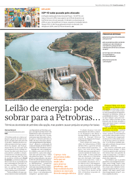 Leilão de energia: pode sobrar para a Petrobras