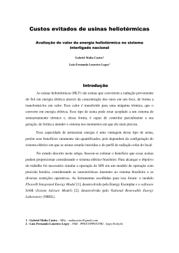 G1- Custos Evitados de Usinas Heliot&eacute;rmicas