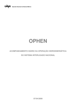 acompanhamento di&aacute;rio da opera&ccedil;&atilde;o hidroenerg&eacute;tica do sistema