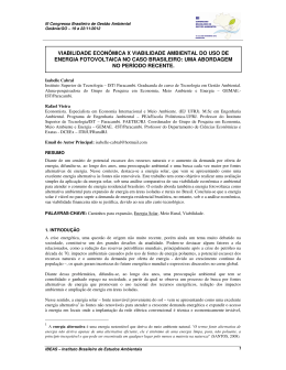 viabilidade econ&ocirc;mica x viabilidade ambiental do uso de
