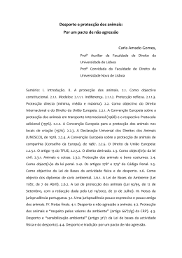 Desporto e protec&ccedil;&atilde;o dos animais: