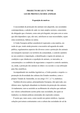 PROJECTO DE LEI N.&ordm; 59/VIII LEI DE PROTEC&Ccedil;&Atilde;O DOS ANIMAIS