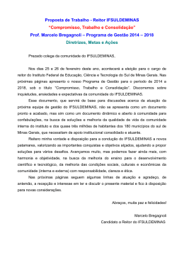 Proposta de Trabalho - Reitor IFSULDEMINAS “Compromisso