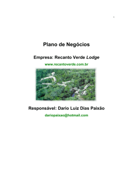 Plano de Negócio: Empresa Recanto Verde Lodge