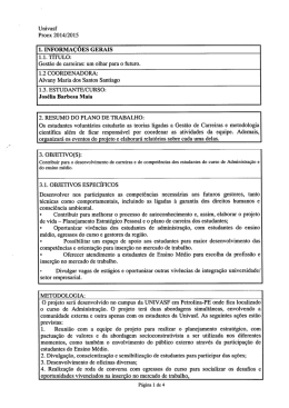 Gest&atilde;o de Carreiras: Um olhar para o futuro - PROEX