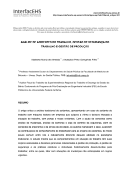 An&aacute;lise de acidentes do trabalho, gest&atilde;o de seguran&ccedil;a do trabalho