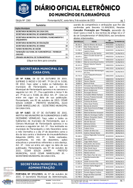 DI&Aacute;RIO OFICIAL ELETR&Ocirc;NICO - Prefeitura Municipal de Florian&oacute;polis