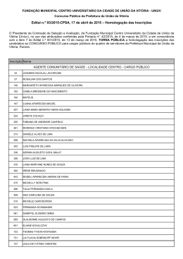 Homologação das Inscrições