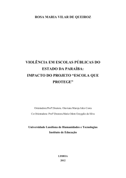 VIOL&Ecirc;NCIA EM ESCOLAS P&Uacute;BLICAS DO ESTADO DA PARA&Iacute;BA