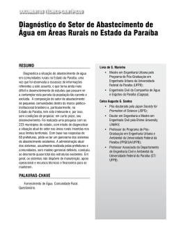 Diagn&oacute;stico do Setor de Abastecimento de &Aacute;gua em &Aacute;reas Rurais