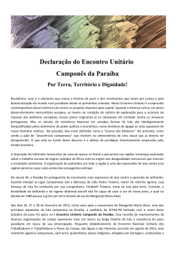 Declaração do Encontro Unitário Camponês da Paraíba - AS-PTA