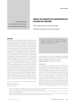 PERFIL DO DOENTE DE HANSENÍASE NO ESTADO DA PARAÍBA
